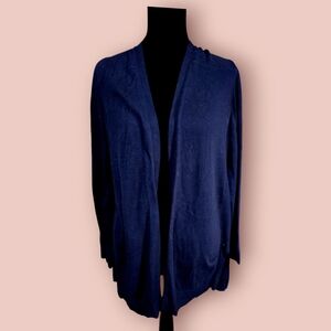 Chico's Dark Blue Long Open Front Cardigan Sweater Size 0 Small